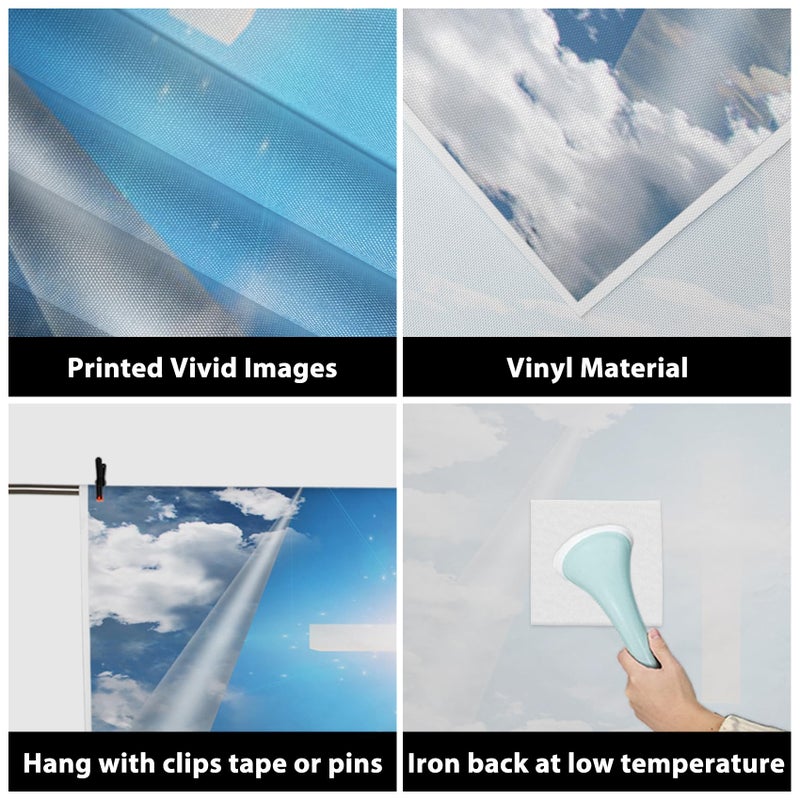 AOFOTO 5x5ft Christian Cross in Blue Sky Backdrop Divine Light Jesus Christ Easter Crucifix Photography Background Our Lord Resurrection Religious Lent Holy Week Passion Photo Studio Props Vinyl - Image 3